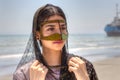 Portrait of an Iranian girl in traditional dress southern Iran. Royalty Free Stock Photo