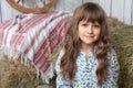 Portrait irl villager in wooden vintage hayloft