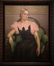 Portrait of Isa dressed in Pink and Black, painting by Giorgio de Chirico