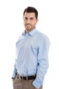 Portrait: Isolated handsome smiling business man over white. Royalty Free Stock Photo