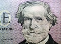 Giuseppe Fortunino Francesco Verdi from the obverse side of 1000 one thousand Italian lire lira banknote Royalty Free Stock Photo
