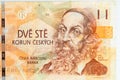 Portrait of Jan Amos Komensky on the 200 CZK note Royalty Free Stock Photo