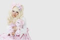 Portrait of japanese cosplayer wearing pink dress Royalty Free Stock Photo