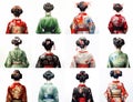 portrait of Japanese maiko seen from behind with different hairstyles and clothes Royalty Free Stock Photo