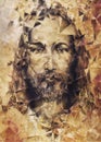 Portrait of Jesus Christ and broken mirror effect. Royalty Free Stock Photo