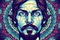 Portrait of Jesus Christ, Colorful hand drawn