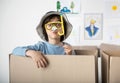 Humorous little boy with diving mask