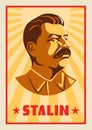 Portrait of Joseph Stalin. Poster stylized Soviet-style. The leader of the USSR. Russian revolutionary symbol Royalty Free Stock Photo