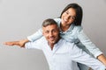 Portrait of joyful caucasian people man and woman in basic cloth Royalty Free Stock Photo