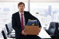 Portrait Just Hired Business Man With Crate Box Smiling Royalty Free Stock Photo