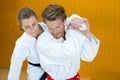 portrait karate couple fighting Royalty Free Stock Photo