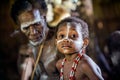 Portrait of kid from the tribe of Asmat tribe