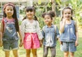 Portrait of kids with bag ready go to school students with backpacks. Royalty Free Stock Photo