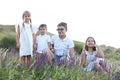 Portrait of the kids on the summer medow Royalty Free Stock Photo
