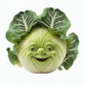 Portrait of a kind cabbage, looks and smiles. AI generated