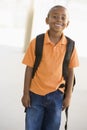 Portrait of kindergarten boy with backpack