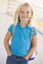 Portrait of kindergarten girl with backpack