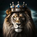 Portrait of a king lion with a crown Royalty Free Stock Photo