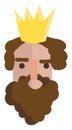 Portrait of a king with mustache and beard and golden crown  vector illustration Royalty Free Stock Photo