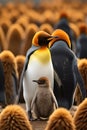 Portrait of a King penguin, King Penguin with chicks