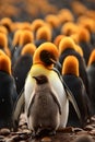 Portrait of a King penguin, King Penguin with chicks