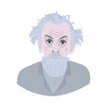 Portrait of Konstantin Tsiolkovsky. Cartoon style beard grandfather. vector isolated outlines