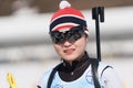Portrait of Korean sportswoman biathlete Choi Yoonah South Korea during Regional junior biathlon competitions East of