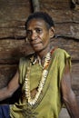 The Portrait Korowai woman in the wood house. Royalty Free Stock Photo