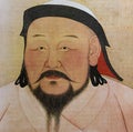 Portrait of Kubilai Khan painting on silk anonymous artist