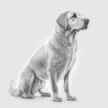 Portrait of Labrador Retriever dog isolated on white background. Pencil drawing. Animal art collection Dogs