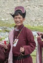 Portrait of a ladakhi man in traditional Attire during Dalai Lama Visit, Ladakh,India