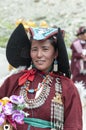 Portrait of a ladakhi woman in traditional Attire during Dalai Lama Visit, Ladakh,India