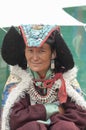 Portrait of a ladakhi woman in traditional Attire during Dalai Lama Visit, Ladakh,India