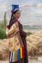 Portrait of a ladakhi woman in traditional Attire during Dalai Lama Visit, Ladakh,India