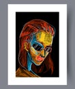 Portrait lady mysterious face wall art print