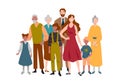 Portrait of large family. Mother, father, children, grandmother, grandfather. Royalty Free Stock Photo