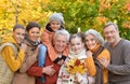 Portrait of a large family of seven in autumn Royalty Free Stock Photo