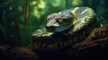 Portrait of a large snake on a branch. Generative AI Royalty Free Stock Photo