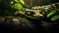 Portrait of a large snake on a branch. Generative AI Royalty Free Stock Photo