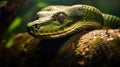 Portrait of a large snake on a branch. Generative AI Royalty Free Stock Photo