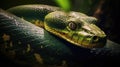 Portrait of a large snake on a branch. Generative AI Royalty Free Stock Photo