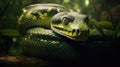 Portrait of a large snake on a branch. Generative AI Royalty Free Stock Photo