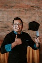 Portrait of latin chef smiling in a mexican restaurant in Latin America Royalty Free Stock Photo