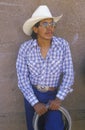 Portrait of Latino cowboy with lasso, Inter-tribal ceremonial Indian rodeo, Gallup NM Royalty Free Stock Photo