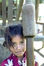 Portrait Latino, Indian girl with rice pestle