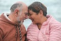 portrait of a laughing mature couple outdoors