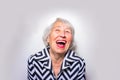 The portrait of a laughing old woman