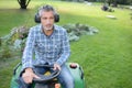 portrait lawnmower man Royalty Free Stock Photo