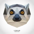 Portrait of Lemur Low Poly Style