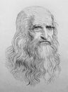 Portrait of Leonardo da Vinci in the vintage book the History of Arts by Gnedych P.P., 1885